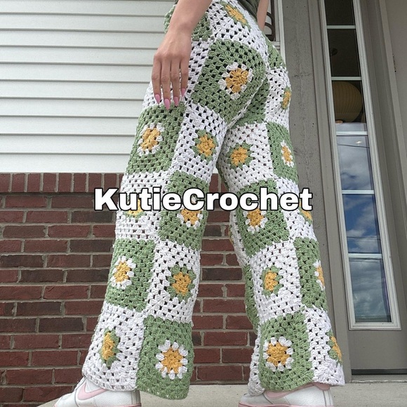 Crochet granny squarer patchwork pinterest lounge streetwear pants - Picture 2 of 2